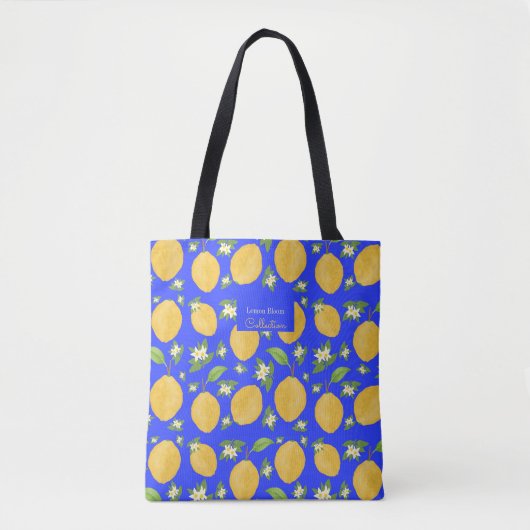 Lemon Bloom Kollektion gemustert blau Tasche (Vorderseite)