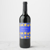 Lemon Bloom Kollektion gemustert blau Weinetikett (Vorderseite)