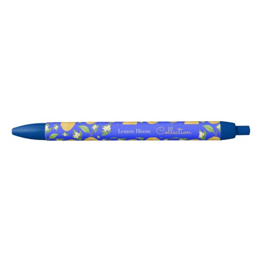 Lemon Bloom Kollektion Muster blau Kugelschreiber (Vorderseite)