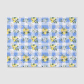 Lemon Blossom Blue Gingham Tissue Paper Seidenpapier (Vorderseite)