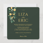 Lemon Blossom Blumenbaum Elegante Grüne Hochzeit Einladung (Vorderseite)
