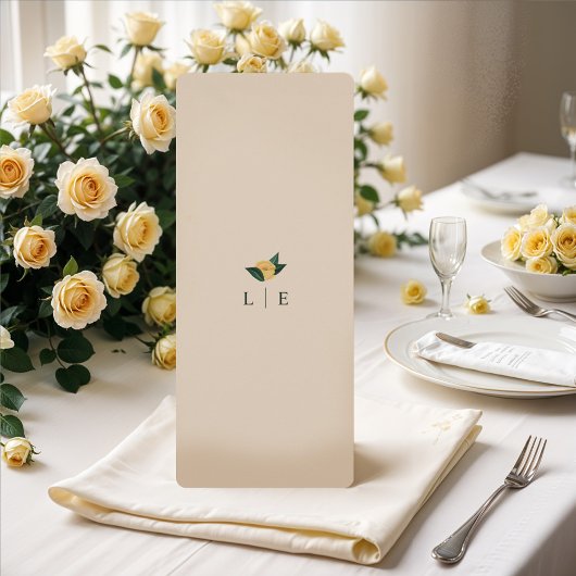 Lemon Blossom Blumenbaum Elegante Grüne Hochzeit Menükarte