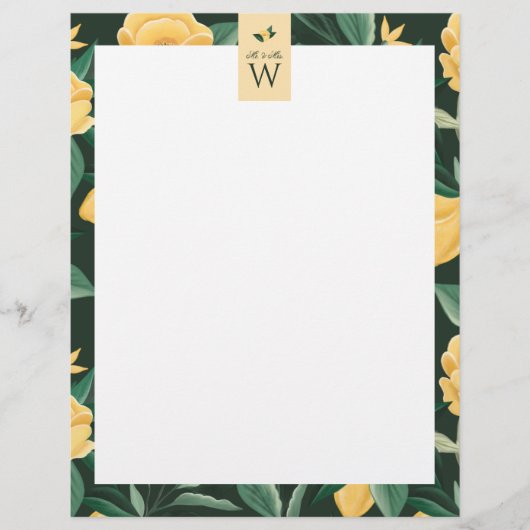 Lemon Blossom Blumenbaum Elegante Hochzeit Briefbogen (Vorderseite)