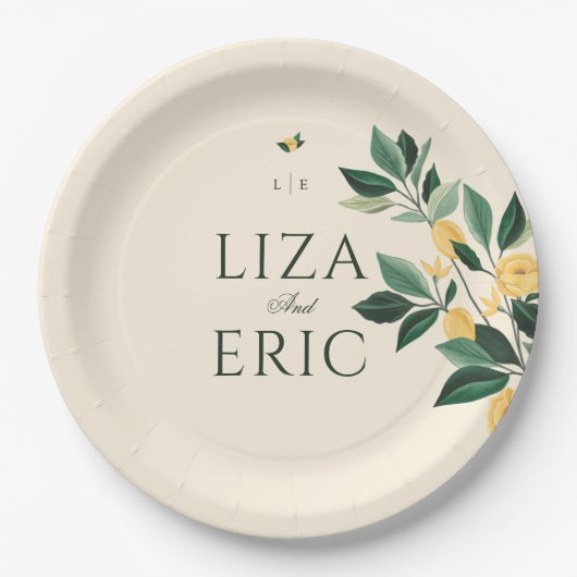 Lemon Blossom Blumenbaum Elegante Hochzeit Pappteller (Vorderseite)