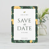 Lemon Blossom Blumenbaum Elegante Hochzeit Save The Date (Stehend Vorderseite)