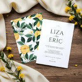 Lemon Blossom Blumenbaum Elegante Weiße Hochzeit Einladung