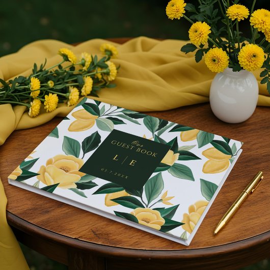 Lemon Blossom Blumenbaum Elegante Weiße Hochzeit Gästebuch