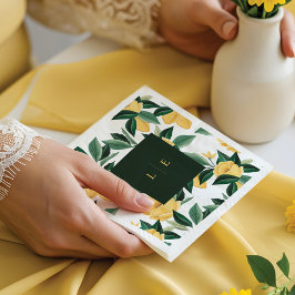 Lemon Blossom Blumenbaum Elegante Weiße Hochzeit Serviette