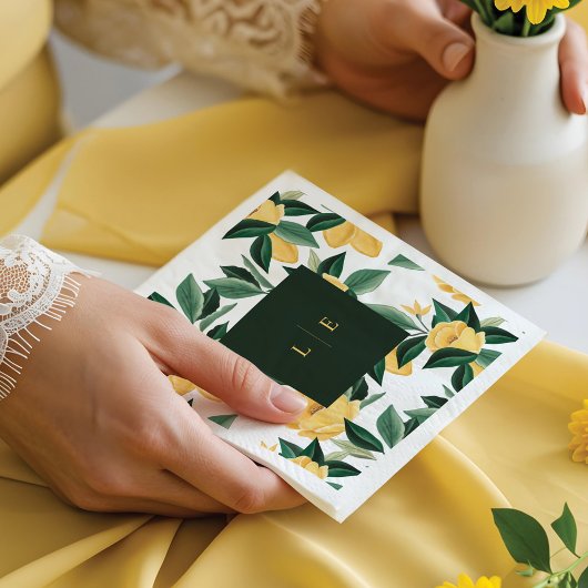 Lemon Blossom Blumenbaum Elegante Weiße Hochzeit Serviette