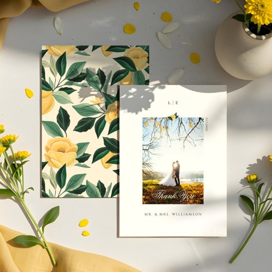 Lemon Blossom Blumenbaum Elegantes Hochzeitssemble Dankeskarte