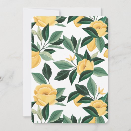 Lemon Blossom Blumenbaum Elegantes Hochzeitssemble Save The Date (Rückseite)