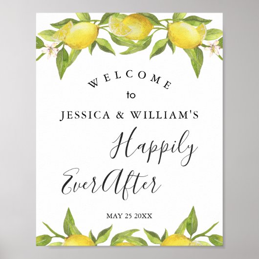 Lemon Blossom Greenerenerity Wedding Willkommensze Poster (Vorne)