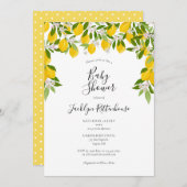 Lemon Blossom Greenerity Watercolor Babydusche Einladung (Vorne/Hinten)