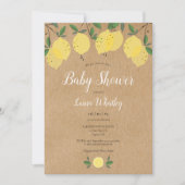 Lemon Blossom Greenerity Watercolor Babydusche Einladung (Vorderseite)