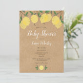 Lemon Blossom Greenerity Watercolor Babydusche Einladung (Stehend Vorderseite)