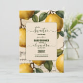 Lemon Blossom Greenerity Watercolor Babydusche Einladung (Stehend Vorderseite)