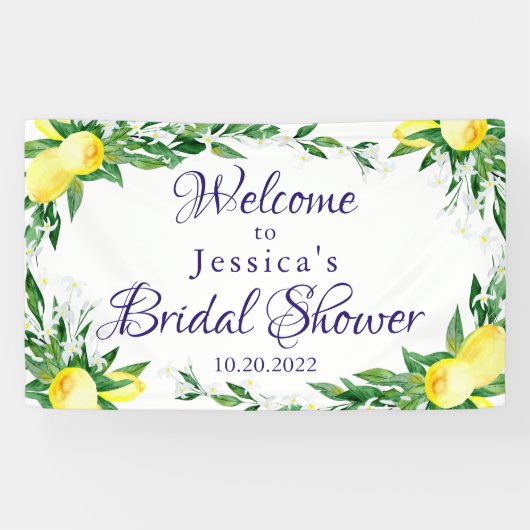Lemon Blossom Greenery Chic Brautparty Banner (Horizontal)