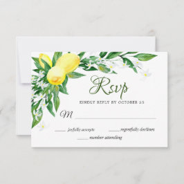 Lemon Blossom Greenery RSVP Card Karte
