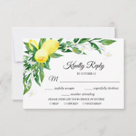 Lemon Blossom Greenery RSVP Card mit Wahlmöglichke
