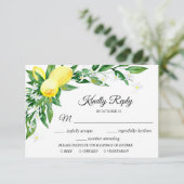 Lemon Blossom Greenery RSVP Card mit Wahlmöglichke Karte (Stehend Vorderseite)