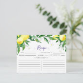 Lemon Blossom Grüne Brautparty Rezept Karte (Stehend Vorderseite)