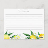 Lemon Blossom Grüne Brautparty Rezept Karte (Rückseite)