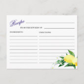Lemon Blossom Grüne Brautparty Rezept Karte (Rückseite)