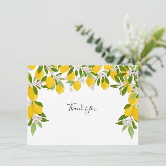 Lemon Blossom Grüne Dankeskarte (Stehend Vorderseite)