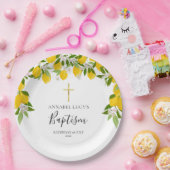 Lemon Blossom Grüne Taufe Christening Pappteller (Party)