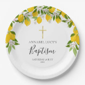 Lemon Blossom Grüne Taufe Christening Pappteller (Vorderseite)