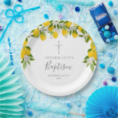 Lemon Blossom Grüne Taufe Christening Pappteller (Party)
