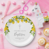 Lemon Blossom Grüne Taufe Christening Pappteller (Party)