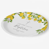 Lemon Blossom Grüne Taufe Christening Pappteller (Schrägansicht)