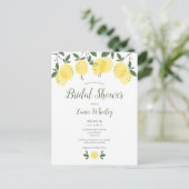 Lemon Blossom Grüne Wasserfarben Brautparty Ankündigungspostkarte (Stehend Vorderseite)