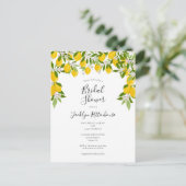 Lemon Blossom Grüne Wasserfarben Brautparty Ankündigungspostkarte (Stehend Vorderseite)