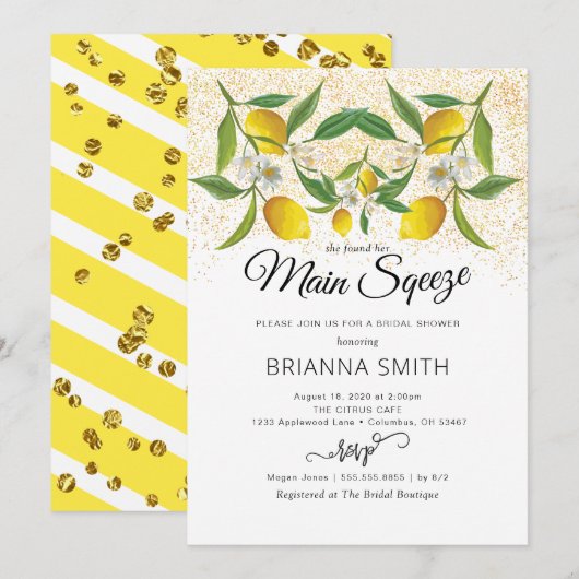 Lemon Blossom Magical Sand Brautparty Einladung (Vorne/Hinten)