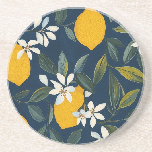 Lemon Blossom Mittelmeer Sandstone Untersetzer (Vorne)