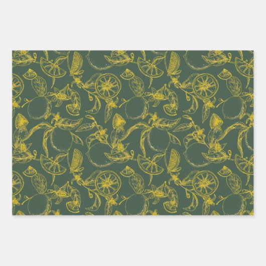 Lemon Blossom und Coordinated Stripes Geschenkpapier Set (Vorderseite 3)