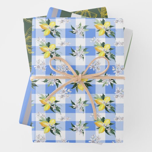 Lemon Blossom und Coordinated Stripes Geschenkpapier Set (Beispiel)