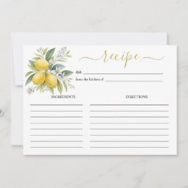 Lemon Blossom Watercolor Recipe Card Einladung