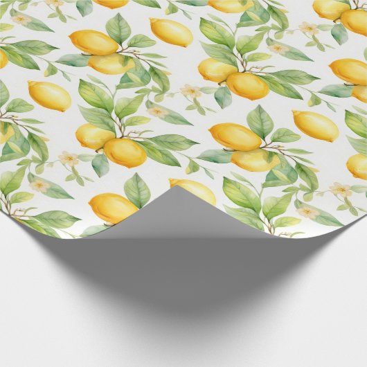 Lemon Blossoms Wasserfarbe Geschenkpapier (Ecke)