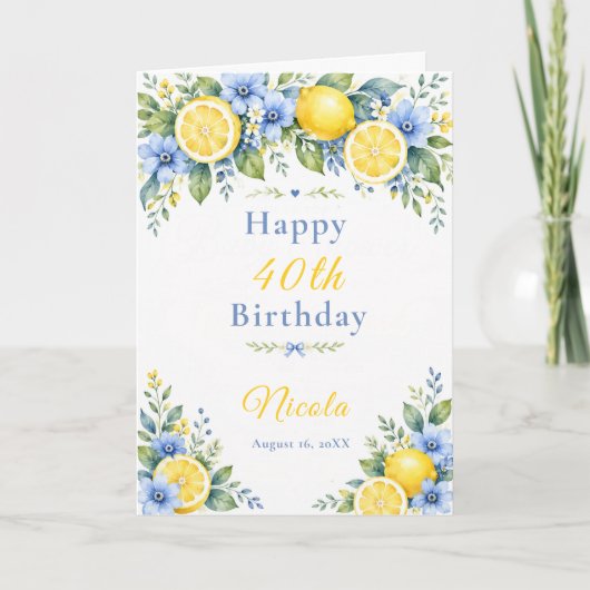 Lemon Blue 40. Geburtstag Karte (Vorderseite)