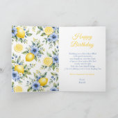 Lemon Blue 40. Geburtstag Karte (Innenseite)