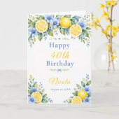 Lemon Blue 40. Geburtstag Karte (Gelbe Blume)