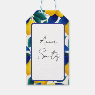 Lemon & Blue Blätter Vibranntes Farbmuster Geschenkanhänger