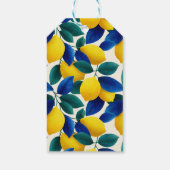 Lemon & Blue Blätter Vibranntes Farbmuster Geschenkanhänger (Rückseite)