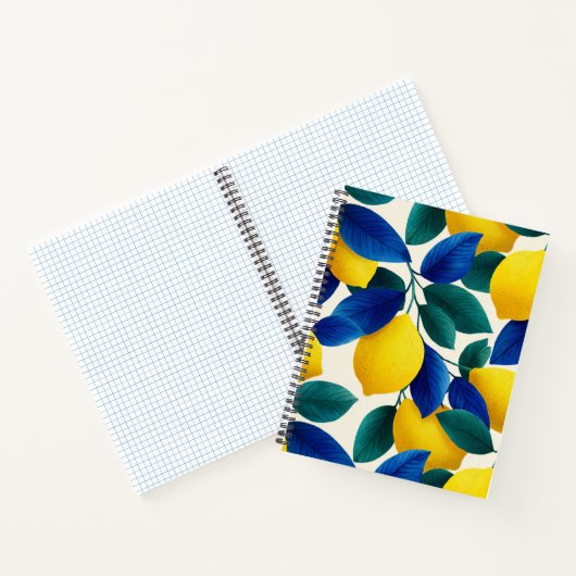 Lemon & Blue Blätter Vibranntes Farbmuster Notizblock (Innenseite)