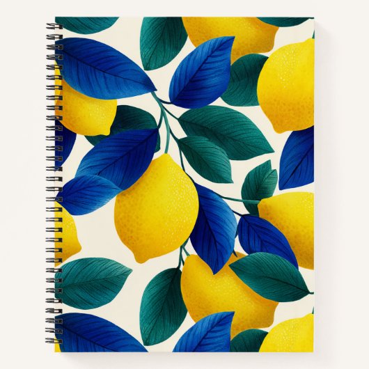 Lemon & Blue Blätter Vibranntes Farbmuster Notizblock (Vorderseite)