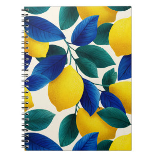 Lemon & Blue Blätter Vibranntes Farbmuster Notizblock
