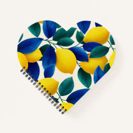 Lemon & Blue Blätter Vibranntes Farbmuster Notizblock